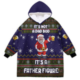 Personalized Face & Name It's Not A Dad Bob It's A Father Figure Xmas Snug Oversized Wearable Hoodie Blanket