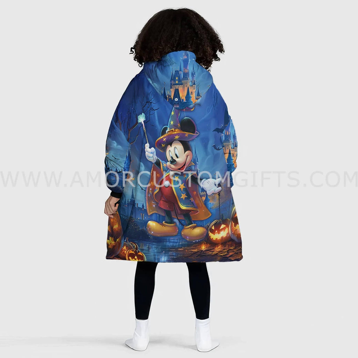 Personalized Face & Name Magic Mouse Halloween Boy Snug Oversized Wearable Hoodie Blanket