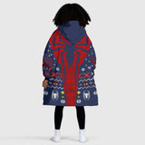 Personalized Face & Name Miles Morales Spider Boy Christmas Snug Oversized Wearable Hoodie Blanket