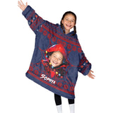 Personalized Face & Name Miles Morales Spider Boy Christmas Snug Oversized Wearable Hoodie Blanket