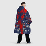 Personalized Face & Name Miles Morales Spider Boy Christmas Snug Oversized Wearable Hoodie Blanket