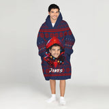 Personalized Face & Name Miles Morales Spider Boy Christmas Snug Oversized Wearable Hoodie Blanket