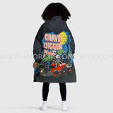 Personalized Face & Name Monster Truck Grave Digger Halloween Snug Oversized Wearable Hoodie Blanket