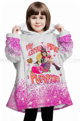 Personalized Face & Name Pink Doll Princess Halloween Snug Oversized Wearable Hoodie Blanket