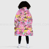 Personalized Face & Name Pink Doll Princess Halloween Snug Oversized Wearable Hoodie Blanket