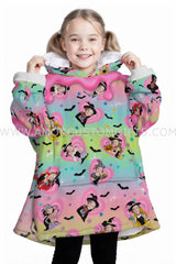 Personalized Face & Name Pink Princess Halloween Snug Oversized Wearable Hoodie Blanket