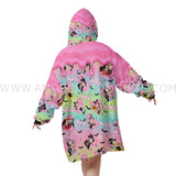 Personalized Face & Name Pink Princess Halloween Snug Oversized Wearable Hoodie Blanket