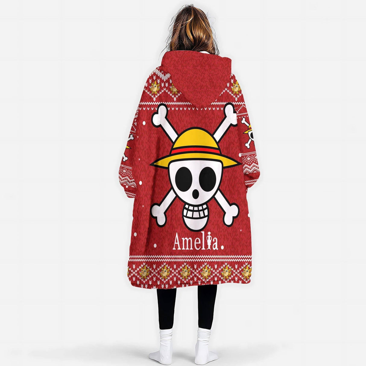 Personalized Face & Name Pirate Boy Christmas Snug Oversized Wearable Hoodie Blanket