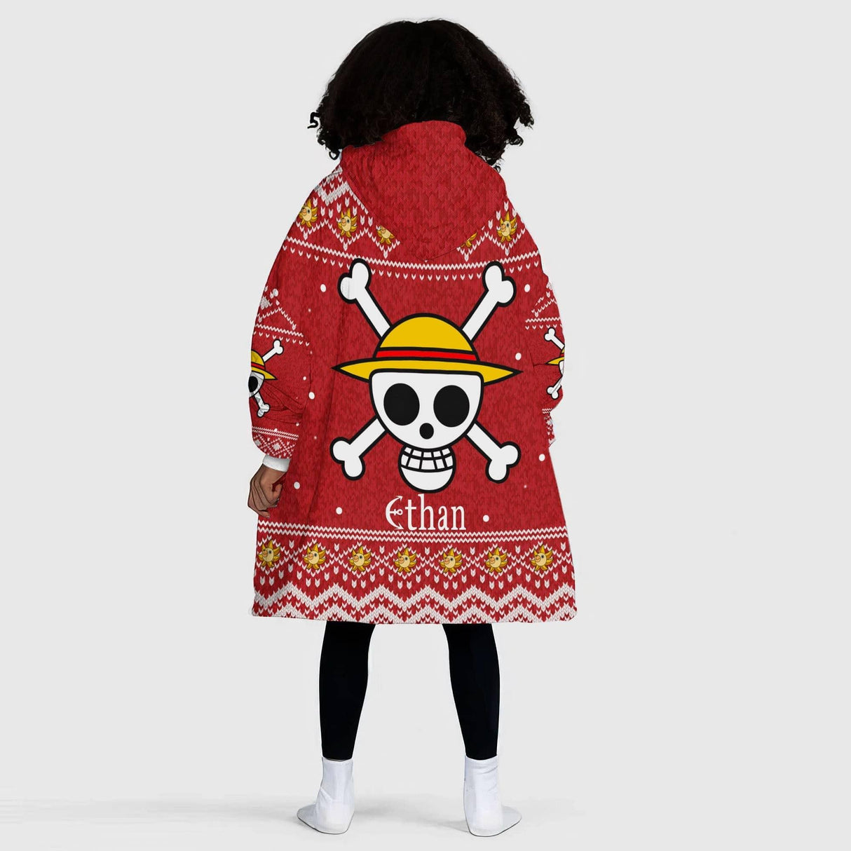 Personalized Face & Name Pirate Boy Christmas Snug Oversized Wearable Hoodie Blanket