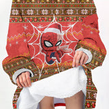 Personalized Face & Name Spider Boy Ugly Sweater Snug Oversized Wearable Hoodie Blanket