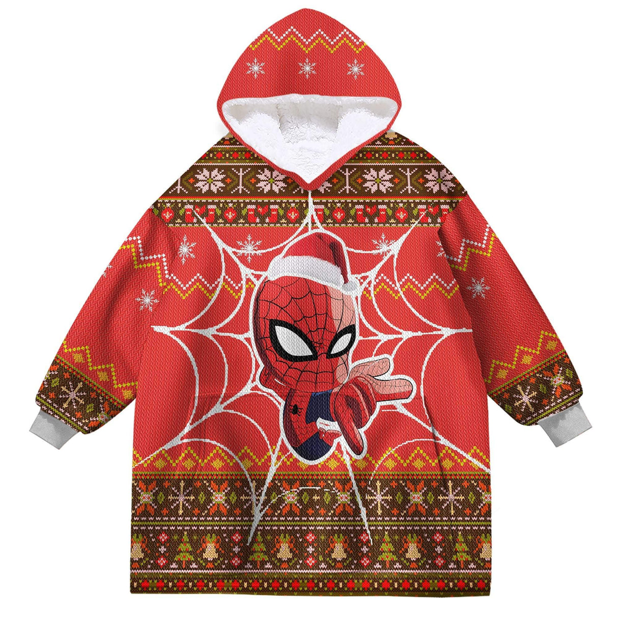 Personalized Face & Name Spider Boy Ugly Sweater Snug Oversized Wearable Hoodie Blanket