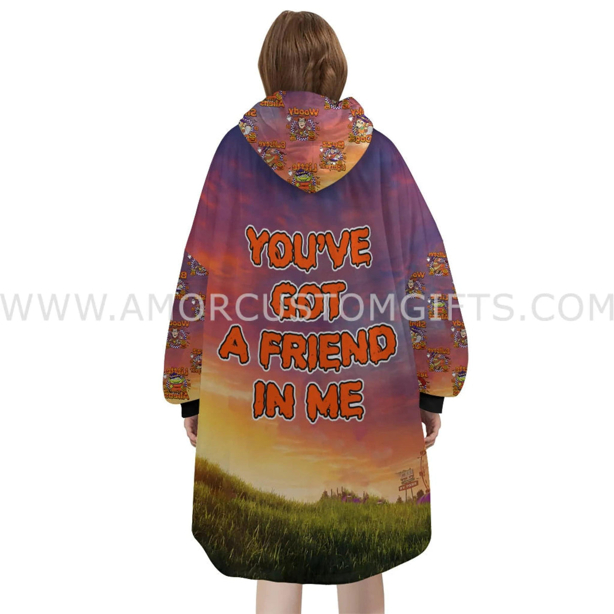 Personalized Face & Name Toy Adventure Story Halloween Woody Snug Oversized Wearable Hoodie Blanket