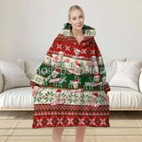 Personalized Face & Name Ugly Sweaters Knit Patterns Xmas Snug Oversized Wearable Hoodie Blanket