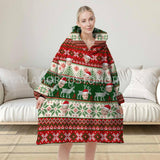 Personalized Face & Name Ugly Sweaters Knit Patterns Xmas Snug Oversized Wearable Hoodie Blanket