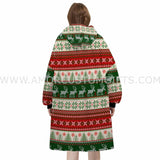 Personalized Face & Name Ugly Sweaters Knit Patterns Xmas Snug Oversized Wearable Hoodie Blanket