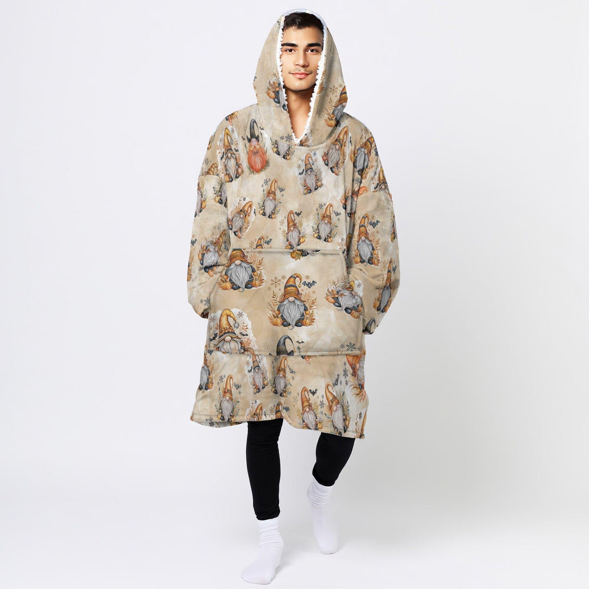 Personalized Fall Gnomes Snug Oversized Wearable Hoodie Blanket