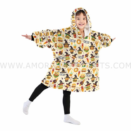 Personalized Fast Food Junk Food Halloween Snug Oversized Wearable Hoodie Blanket