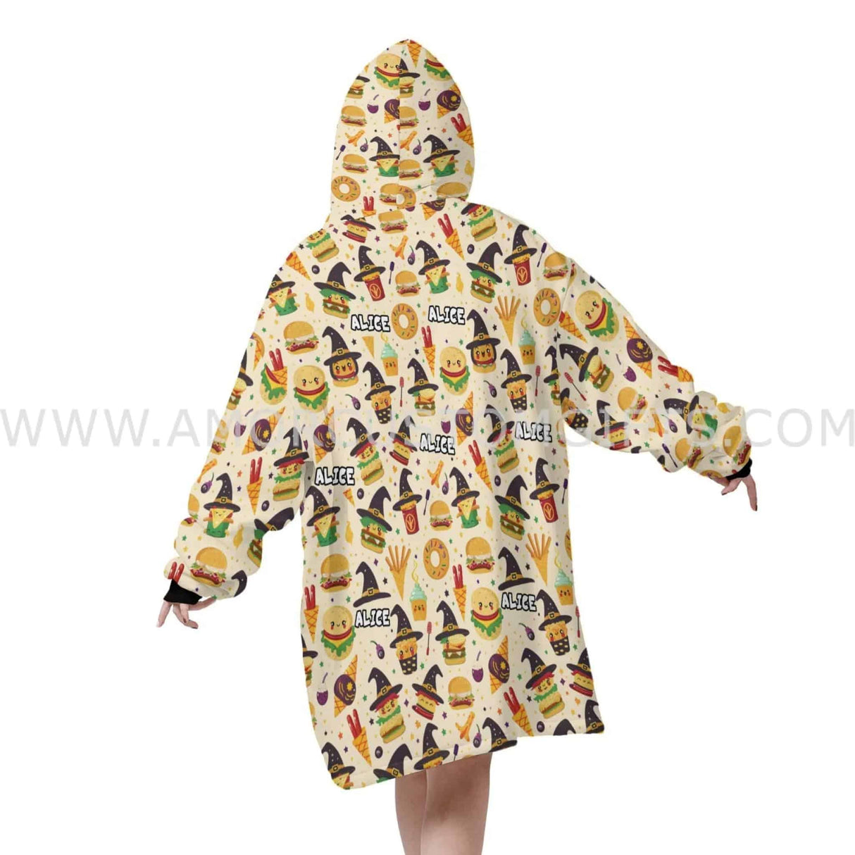 Personalized Fast Food Junk Food Halloween Snug Oversized Wearable Hoodie Blanket