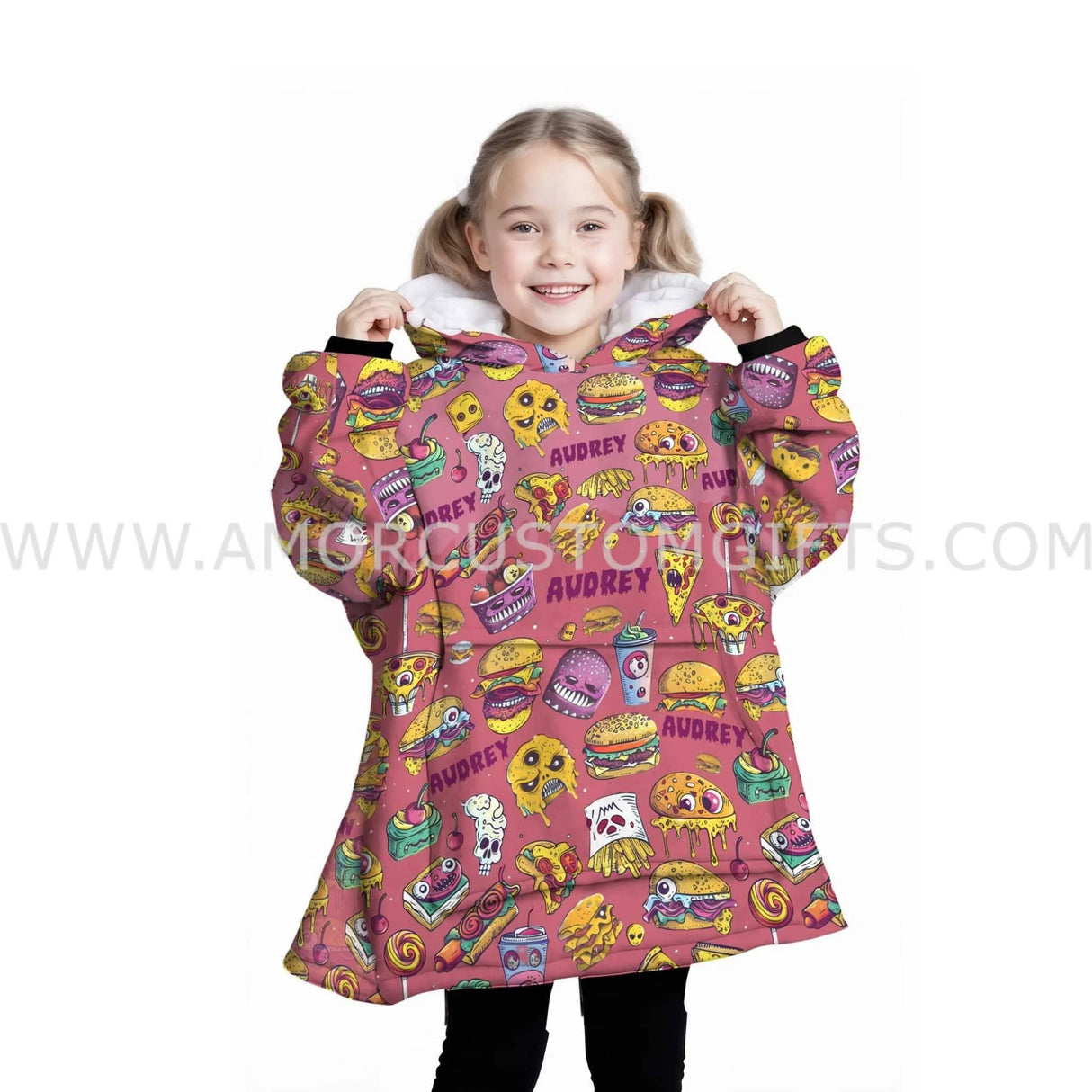 Personalized Fast Food Junk Food Halloween Snug Oversized Wearable Hoodie Blanket