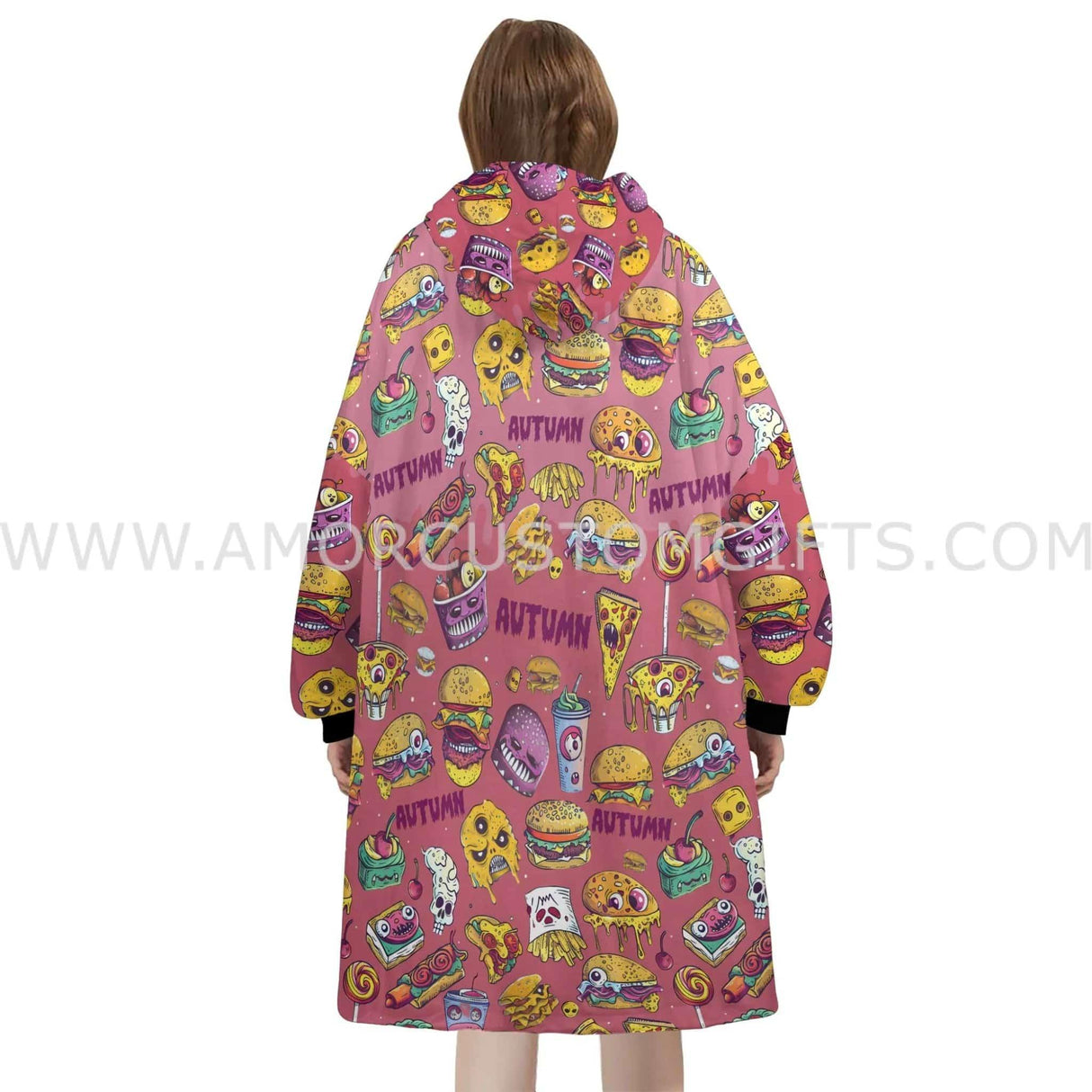 Personalized Fast Food Junk Food Halloween Snug Oversized Wearable Hoodie Blanket