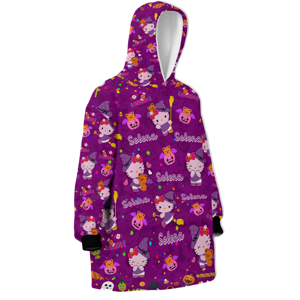 Personalized FC Halloween Hello Cartoon Cat Kittie Snug Oversized Wearable Hoodie Blanket