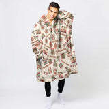 Personalized Football Christmas Snug Oversized Wearable Hoodie Blanket