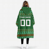 Personalized Football Christmas Snug Oversized Wearable Hoodie Blanket