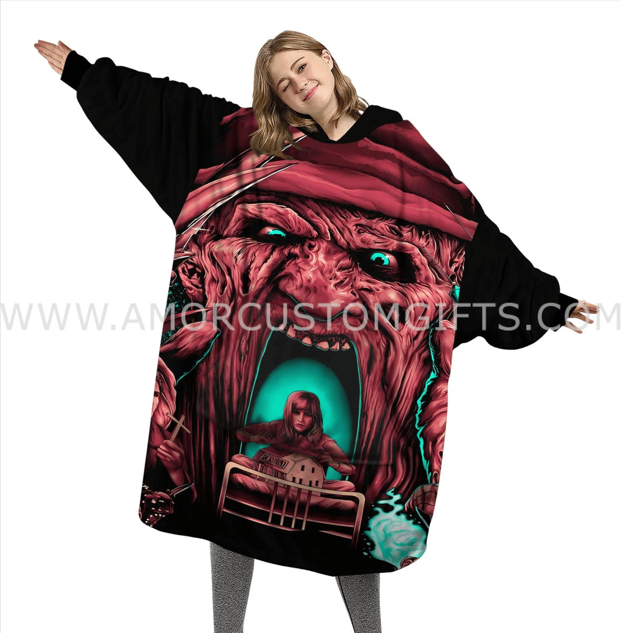 Personalized Freddy Krueger Nightmare Of Elm Street Snug Oversized Wearable Hoodie Blanket