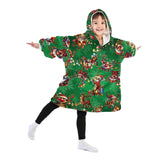 Personalized Funny Christmas Reindeer Snug Oversized Wearable Hoodie Blanket