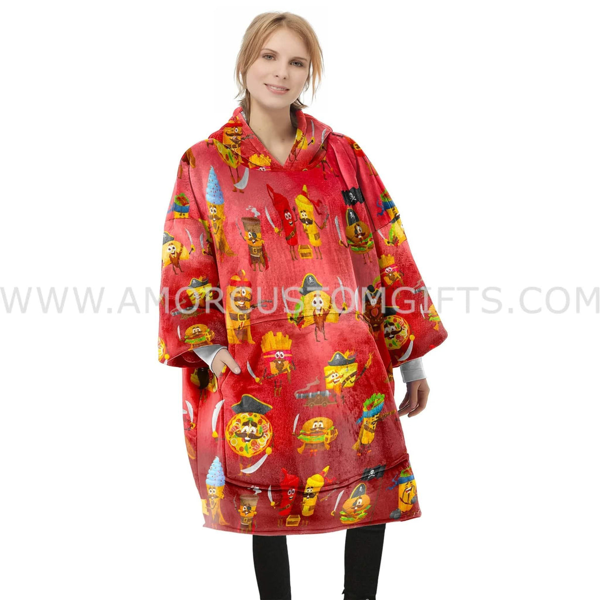 Personalized Funny Fast Food Pirates Snug Oversized Wearable Hoodie Blanket