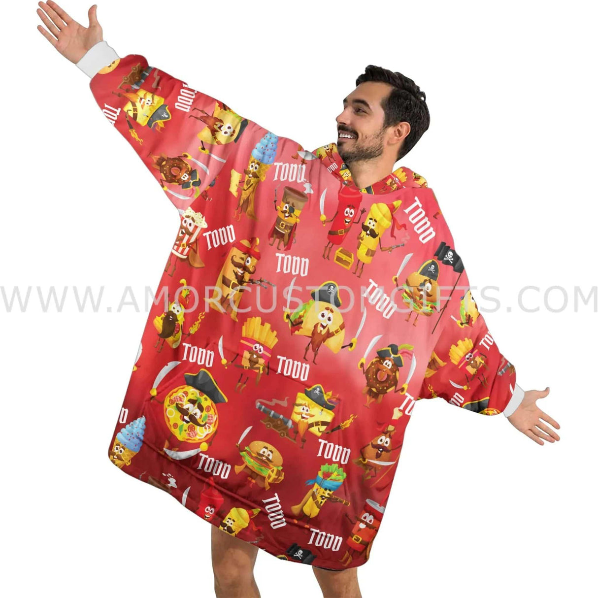 Personalized Funny Fast Food Pirates Snug Oversized Wearable Hoodie Blanket