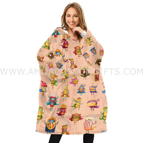 Personalized Funny Fast Food Superhero Snug Oversized Wearable Hoodie Blanket