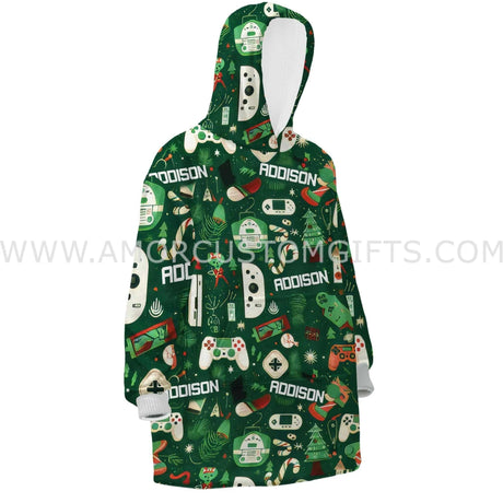 Personalized Game Christmas Pattern Snug Oversized Wearable Hoodie Blanket