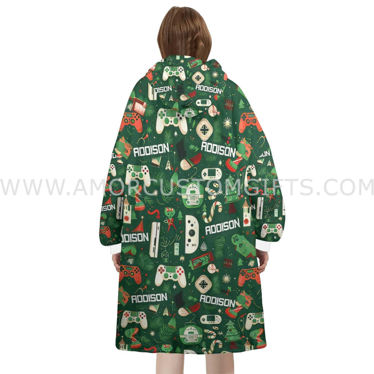 Personalized Game Christmas Pattern Snug Oversized Wearable Hoodie Blanket