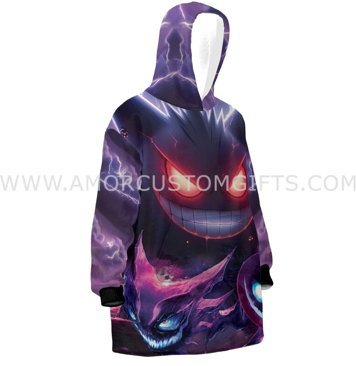 Personalized Gengar Family Snug Oversized Wearable Hoodie Blanket