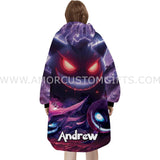 Personalized Gengar Family Snug Oversized Wearable Hoodie Blanket