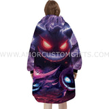 Personalized Gengar Family Snug Oversized Wearable Hoodie Blanket