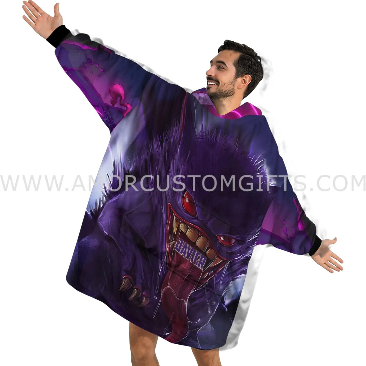 Personalized Gengar Halloween Snug Oversized Wearable Hoodie Blanket