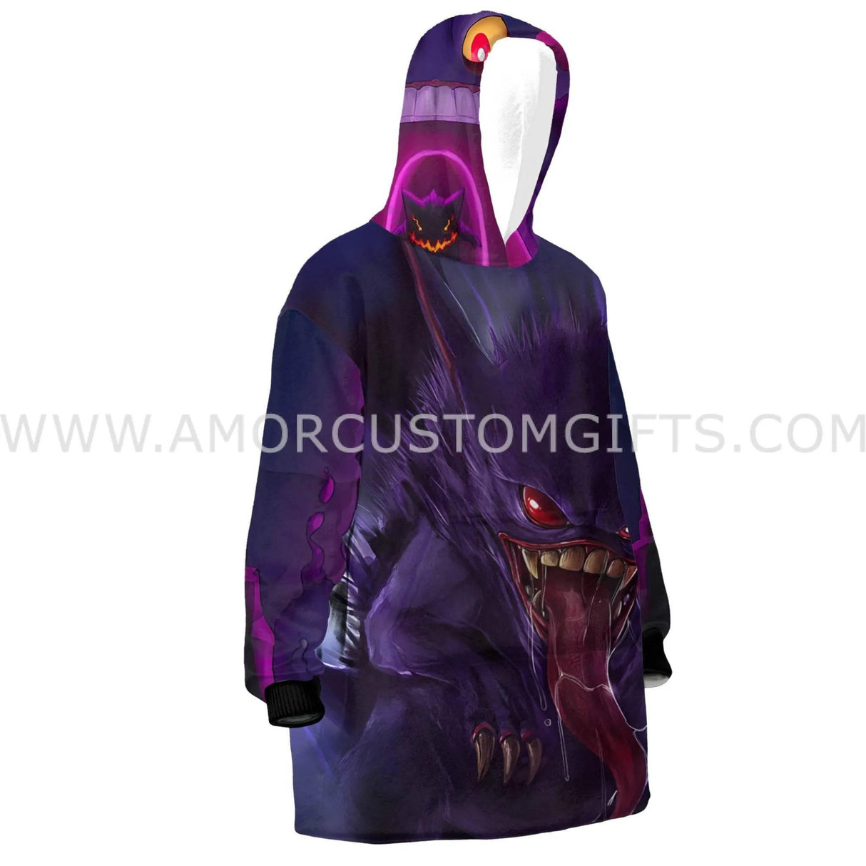 Personalized Gengar Halloween Snug Oversized Wearable Hoodie Blanket