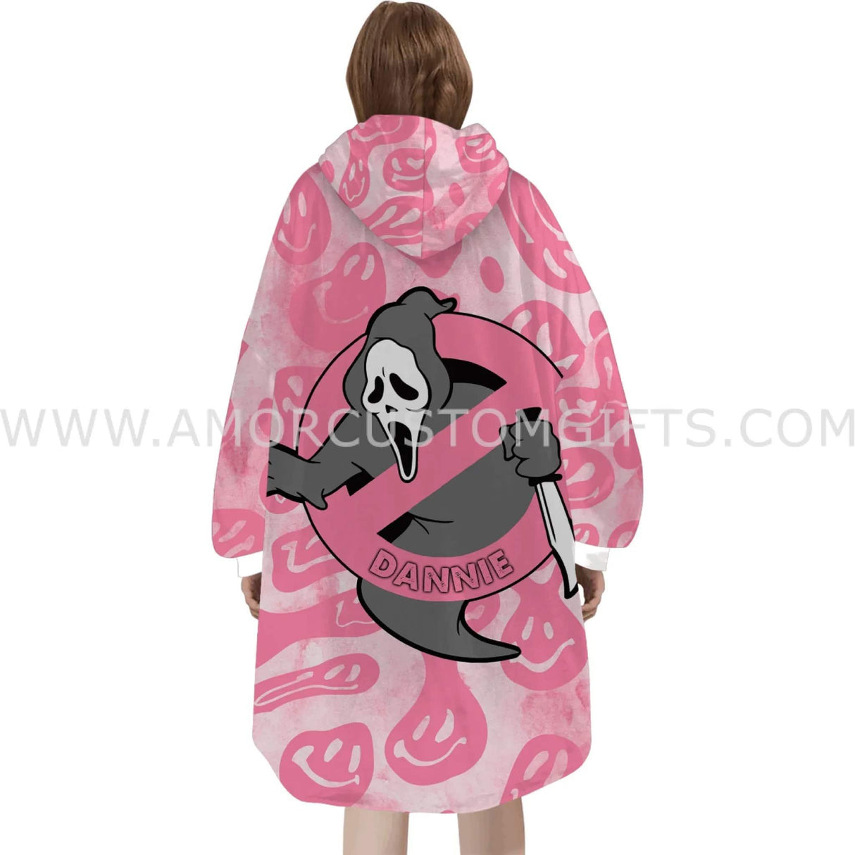 Personalized Ghost Face Halloween Snug Oversized Wearable Hoodie Blanket