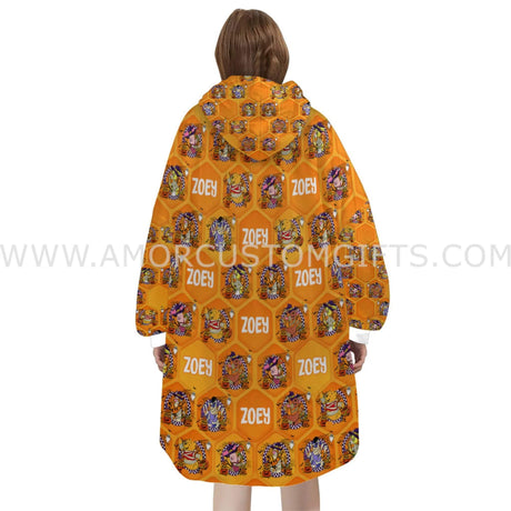 Personalized Gold Bear Halloween Snug Oversized Wearable Hoodie Blanket