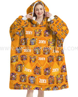 Personalized Gold Bear Halloween Snug Oversized Wearable Hoodie Blanket