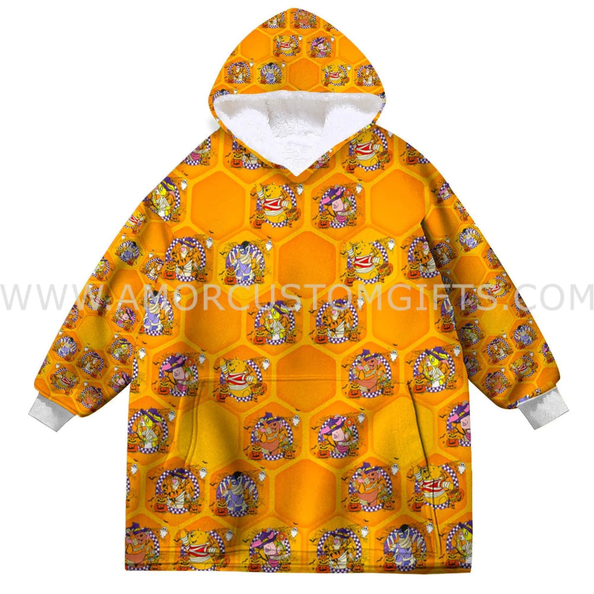 Personalized Gold Bear Halloween Snug Oversized Wearable Hoodie Blanket