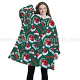 Personalized Green Santa Claus Hats Snug Oversized Wearable Hoodie Blanket