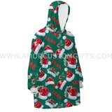 Personalized Green Santa Claus Hats Snug Oversized Wearable Hoodie Blanket