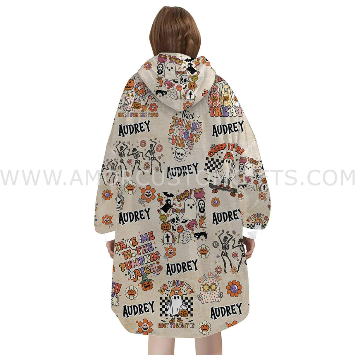 Personalized Groovy Halloween Snug Oversized Wearable Hoodie Blanket