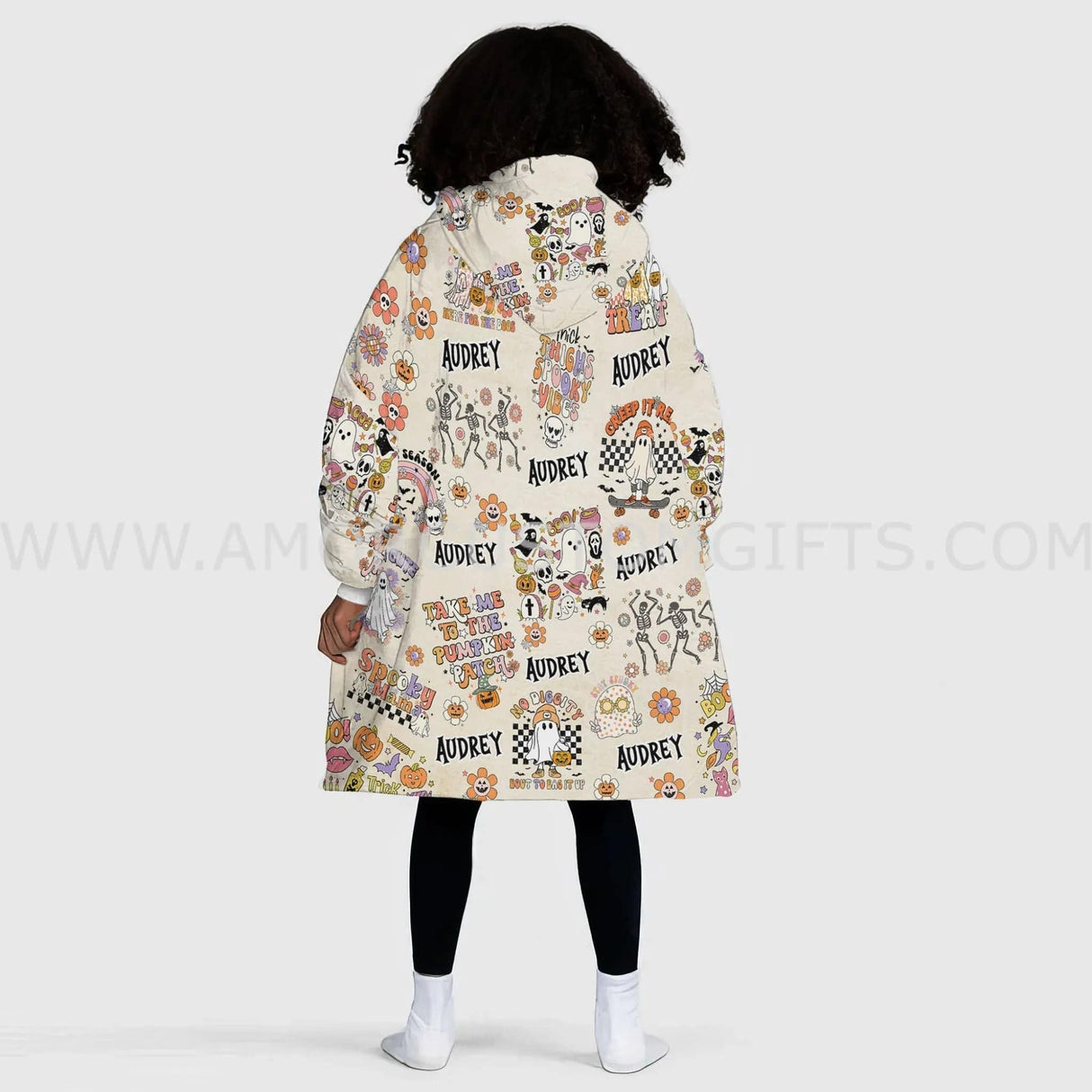 Personalized Groovy Halloween Snug Oversized Wearable Hoodie Blanket