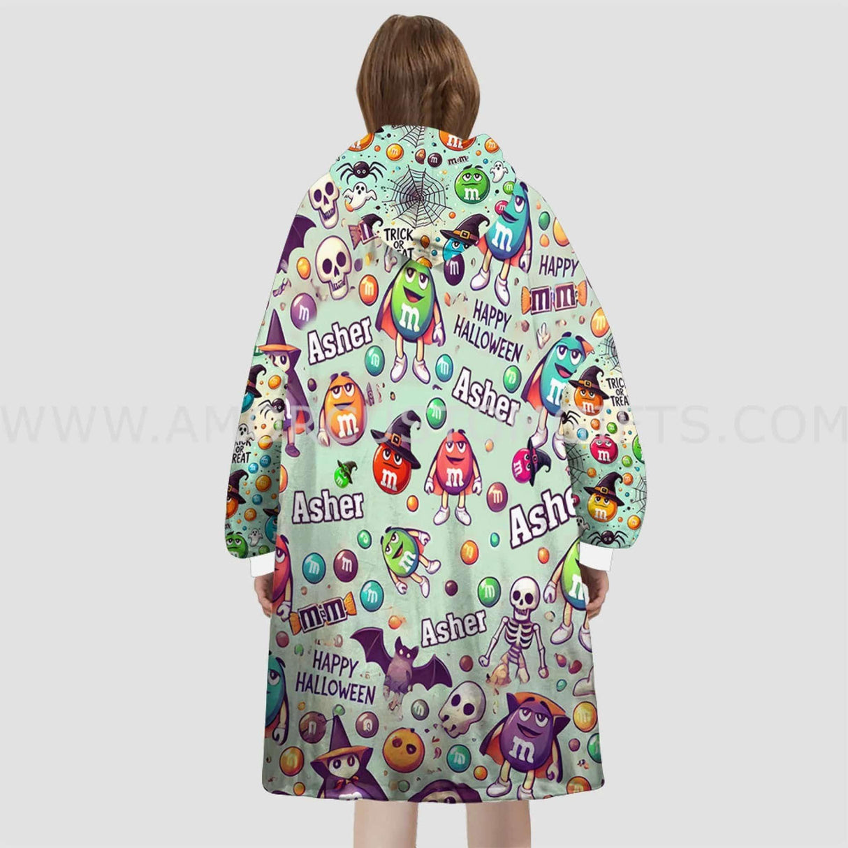 Personalized Halloween Candy Snug Oversized Wearable Hoodie Blanket