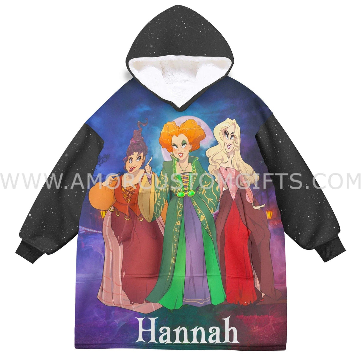 Personalized Halloween Coffee Sanderson Sisters Snug Oversized Wearable Hoodie Blanket