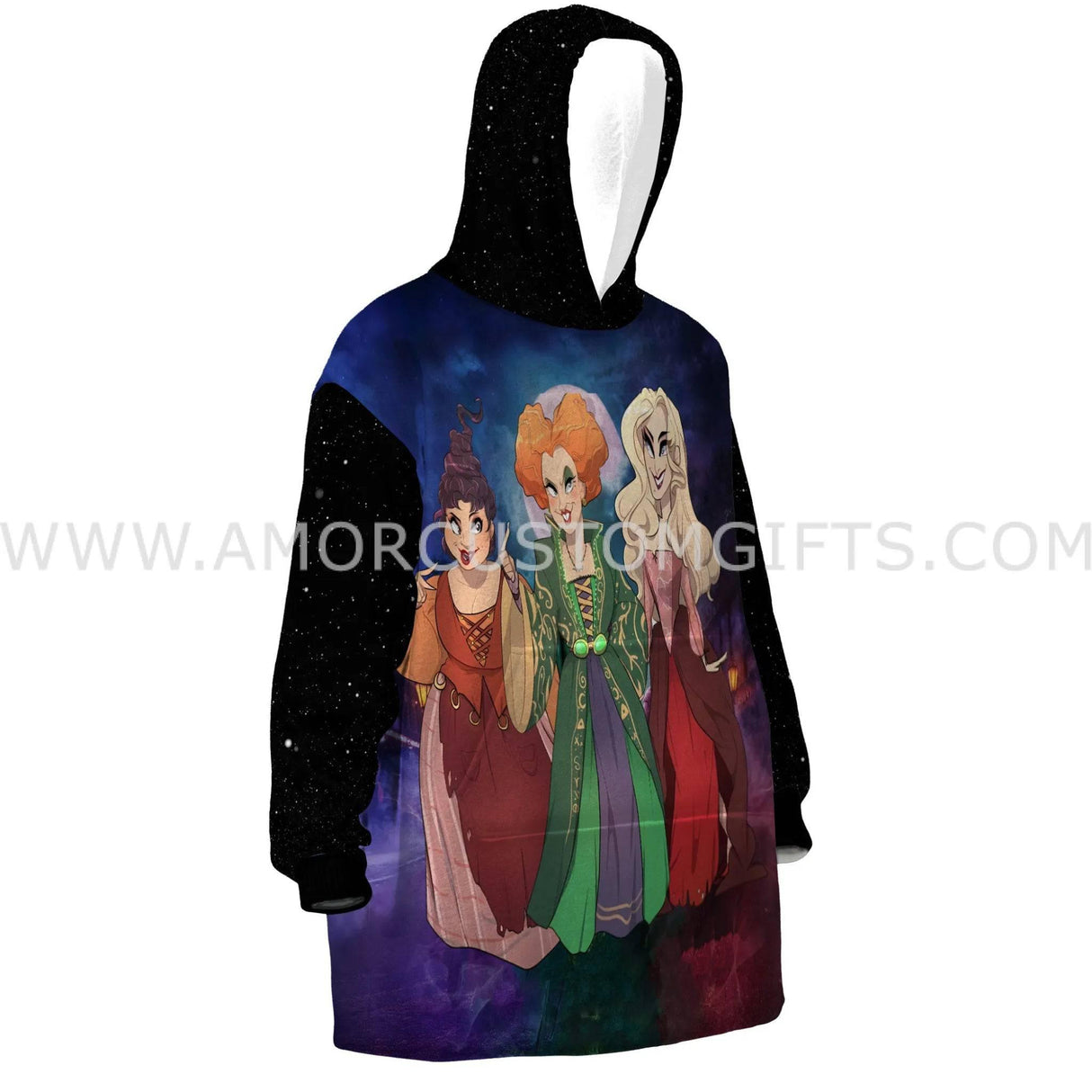 Personalized Halloween Coffee Sanderson Sisters Snug Oversized Wearable Hoodie Blanket